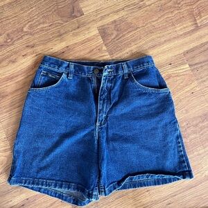 Medium Blue High-Waisted Jean Shorts with Relaxed Fit